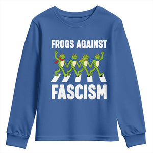 Walking Frog Against Fascism Youth Sweatshirt Frogs Band Resistance Protest TS02 Royal Blue Print Your Wear