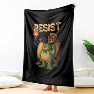Resist Social Club 2025 Throw Blanket Bear Penguin Frog Protest Unity for Social Justice TS02 Print Your Wear