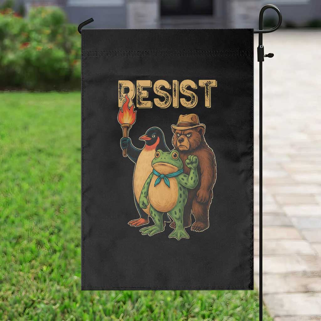 Resist Social Club 2025 Garden Flag Bear Penguin Frog Protest Unity for Social Justice TS02 Print Your Wear