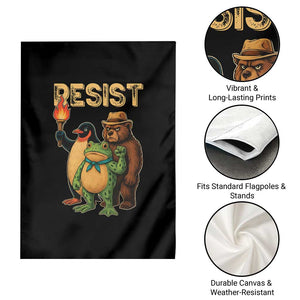 Resist Social Club 2025 Garden Flag Bear Penguin Frog Protest Unity for Social Justice - Print Your Wear
