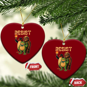 Resist Social Club 2025 Ceramic Ornament Bear Penguin Frog Protest Unity for Social Justice - Print Your Wear