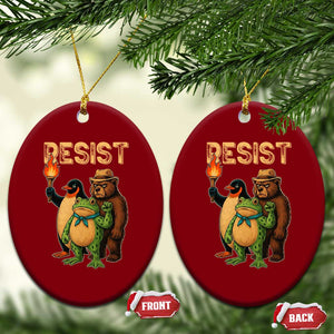Resist Social Club 2025 Ceramic Ornament Bear Penguin Frog Protest Unity for Social Justice - Print Your Wear