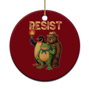 Resist Social Club 2025 Ceramic Ornament Bear Penguin Frog Protest Unity for Social Justice - Print Your Wear