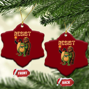 Resist Social Club 2025 Ceramic Ornament Bear Penguin Frog Protest Unity for Social Justice - Print Your Wear