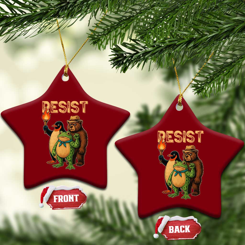 Resist Social Club 2025 Ceramic Ornament Bear Penguin Frog Protest Unity for Social Justice TS02 Print Your Wear