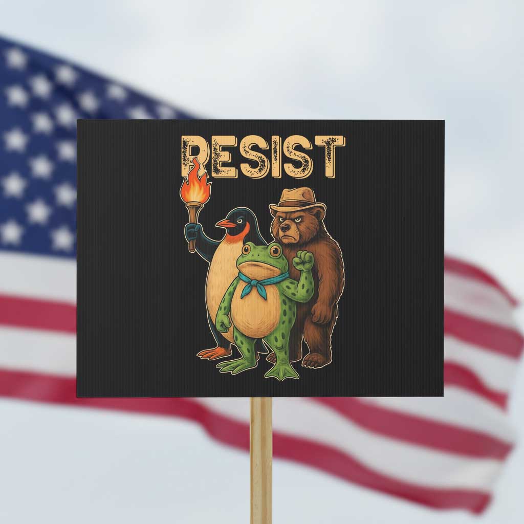 Resist Social Club 2025 Protest Sign Bear Penguin Frog Protest Unity for Social Justice TS02 Horizontal 18