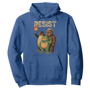 Resist Social Club 2025 Hoodie Bear Penguin Frog Protest Unity for Social Justice TS02 Royal Blue Print Your Wear