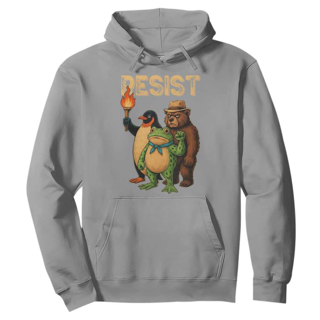 Resist Social Club 2025 Hoodie Bear Penguin Frog Protest Unity for Social Justice TS02 Sport Gray Print Your Wear