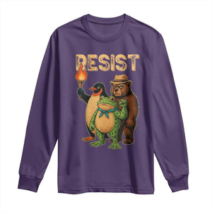 Resist Social Club 2025 Long Sleeve Shirt Bear Penguin Frog Protest Unity for Social Justice TS02 Purple Print Your Wear