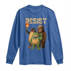 Resist Social Club 2025 Long Sleeve Shirt Bear Penguin Frog Protest Unity for Social Justice TS02 Royal Blue Print Your Wear