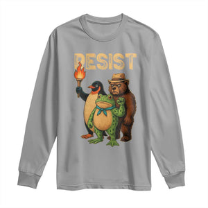 Resist Social Club 2025 Long Sleeve Shirt Bear Penguin Frog Protest Unity for Social Justice TS02 Sport Gray Print Your Wear