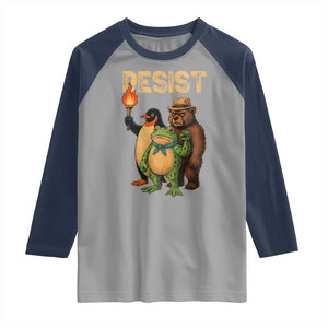 Resist Social Club 2025 Raglan Shirt Bear Penguin Frog Protest Unity for Social Justice TS02 Sport Gray Navy Print Your Wear