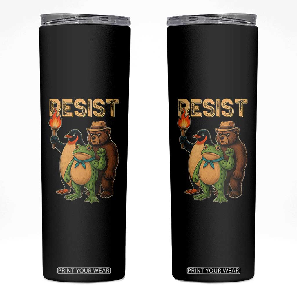 Resist Social Club 2025 Skinny Tumbler Bear Penguin Frog Protest Unity for Social Justice - Print Your Wear