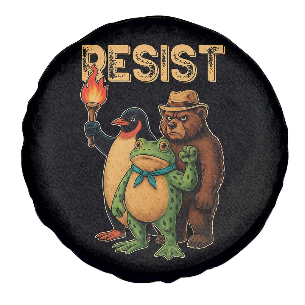 Resist Social Club 2025 Spare Tire Cover Bear Penguin Frog Protest Unity for Social Justice TS02 Print Your Wear