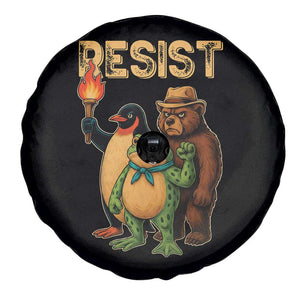 Resist Social Club 2025 Spare Tire Cover Bear Penguin Frog Protest Unity for Social Justice - Print Your Wear