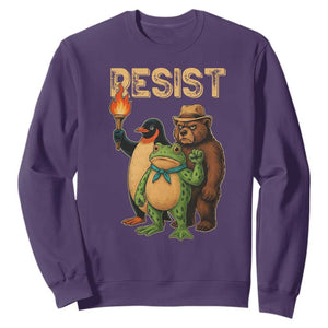 Resist Social Club 2025 Sweatshirt Bear Penguin Frog Protest Unity for Social Justice TS02 Purple Print Your Wear