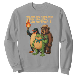 Resist Social Club 2025 Sweatshirt Bear Penguin Frog Protest Unity for Social Justice TS02 Sport Gray Print Your Wear