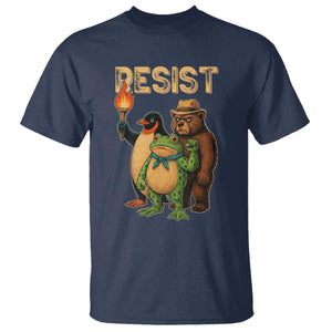 Resist Social Club 2025 T Shirt Bear Penguin Frog Protest Unity for Social Justice TS02 Navy Print Your Wear