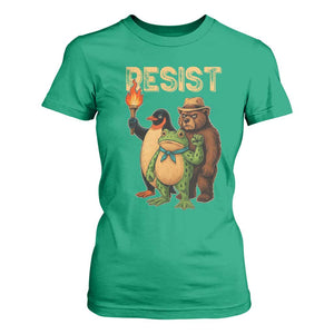 Resist Social Club 2025 T Shirt For Women Bear Penguin Frog Protest Unity for Social Justice TS02 Irish Green Print Your Wear