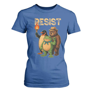 Resist Social Club 2025 T Shirt For Women Bear Penguin Frog Protest Unity for Social Justice TS02 Royal Blue Print Your Wear