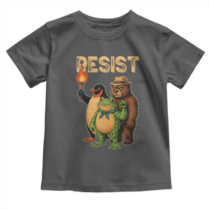 Resist Social Club 2025 Toddler T Shirt Bear Penguin Frog Protest Unity for Social Justice TS02 Dark Heather Print Your Wear
