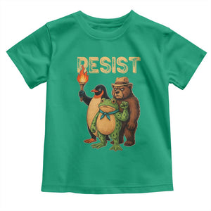 Resist Social Club 2025 Toddler T Shirt Bear Penguin Frog Protest Unity for Social Justice TS02 Irish Green Print Your Wear