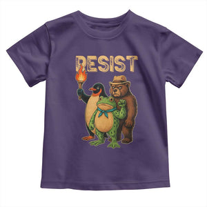Resist Social Club 2025 Toddler T Shirt Bear Penguin Frog Protest Unity for Social Justice TS02 Purple Print Your Wear