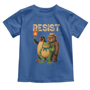 Resist Social Club 2025 Toddler T Shirt Bear Penguin Frog Protest Unity for Social Justice TS02 Royal Blue Print Your Wear