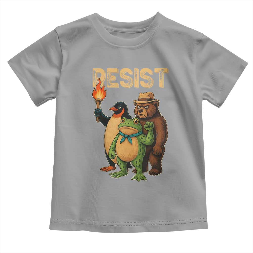 Resist Social Club 2025 Toddler T Shirt Bear Penguin Frog Protest Unity for Social Justice TS02 Sport Gray Print Your Wear