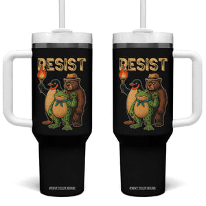 Resist Social Club 2025 Tumbler With Handle Bear Penguin Frog Protest Unity for Social Justice TS02 One Size: 40 oz Black Print Your Wear