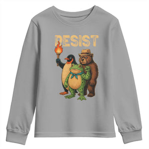 Resist Social Club 2025 Youth Sweatshirt Bear Penguin Frog Protest Unity for Social Justice TS02 Sport Gray Print Your Wear