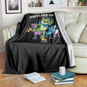 Portland On Ice 2025 Throw Blanket Resist Frog and Inflatable Animals Protest Sarcastic Politics TS02 Print Your Wear