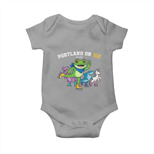Portland On Ice 2025 Baby Onesie Resist Frog and Inflatable Animals Protest Sarcastic Politics TS02 Sport Gray Print Your Wear