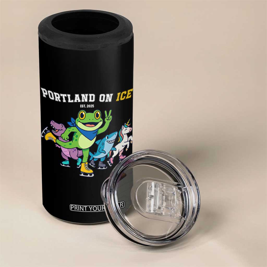 Portland On Ice 2025 4 in 1 Can Cooler Tumbler Resist Frog and Inflatable Animals Protest Sarcastic Politics TS02 Print Your Wear