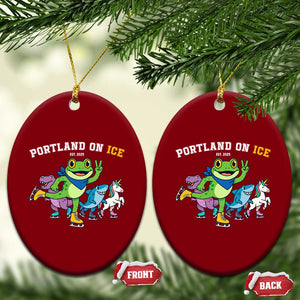 Portland On Ice 2025 Ceramic Ornament Resist Frog and Inflatable Animals Protest Sarcastic Politics - Print Your Wear