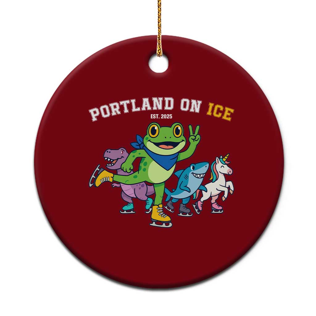 Portland On Ice 2025 Ceramic Ornament Resist Frog and Inflatable Animals Protest Sarcastic Politics - Print Your Wear