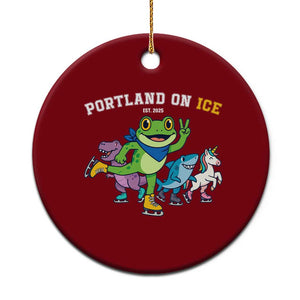 Portland On Ice 2025 Ceramic Ornament Resist Frog and Inflatable Animals Protest Sarcastic Politics - Print Your Wear