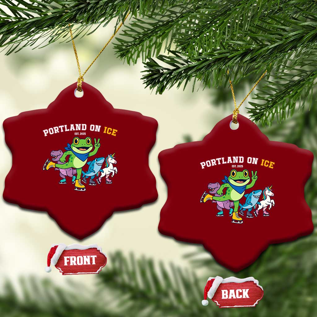 Portland On Ice 2025 Ceramic Ornament Resist Frog and Inflatable Animals Protest Sarcastic Politics - Print Your Wear
