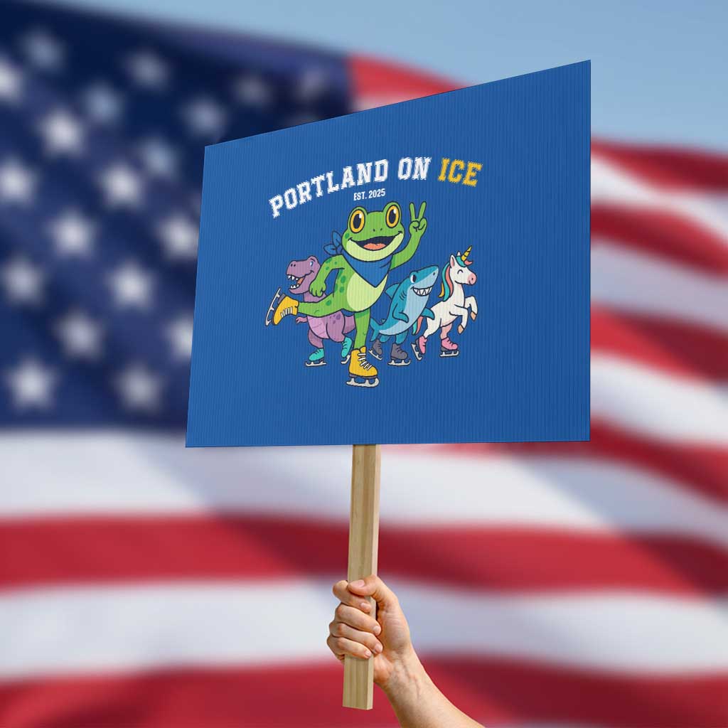 Portland On Ice 2025 Protest Sign Resist Frog and Inflatable Animals Protest Sarcastic Politics TS02 Horizontal 18