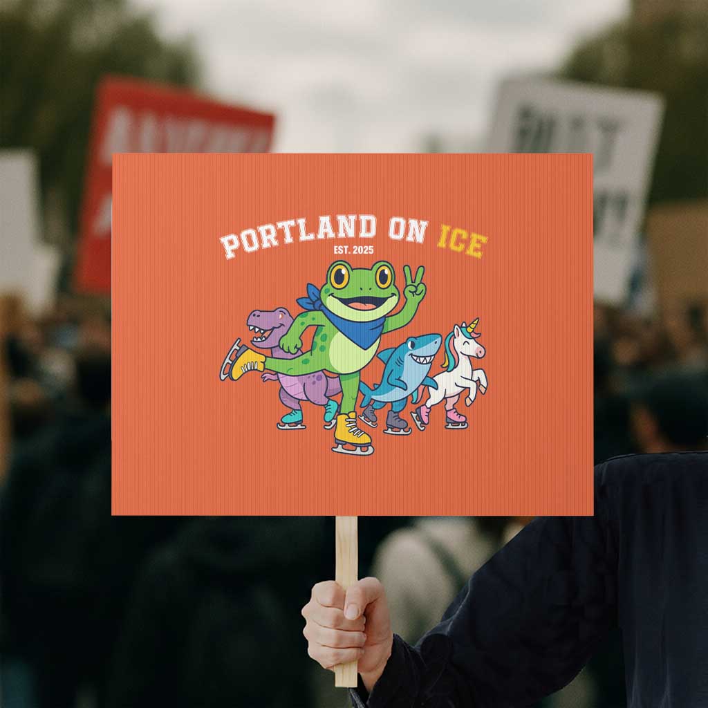 Portland On Ice 2025 Protest Sign Resist Frog and Inflatable Animals Protest Sarcastic Politics TS02 Horizontal 18