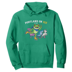 Portland On Ice 2025 Hoodie Resist Frog and Inflatable Animals Protest Sarcastic Politics TS02 Irish Green Print Your Wear