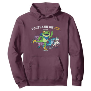 Portland On Ice 2025 Hoodie Resist Frog and Inflatable Animals Protest Sarcastic Politics TS02 Maroon Print Your Wear