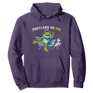 Portland On Ice 2025 Hoodie Resist Frog and Inflatable Animals Protest Sarcastic Politics TS02 Purple Print Your Wear
