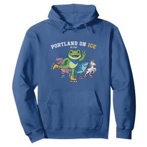Portland On Ice 2025 Hoodie Resist Frog and Inflatable Animals Protest Sarcastic Politics TS02 Royal Blue Print Your Wear