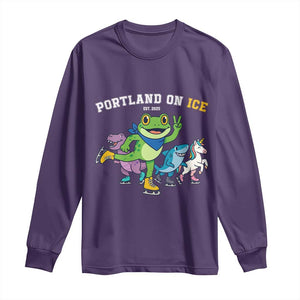 Portland On Ice 2025 Long Sleeve Shirt Resist Frog and Inflatable Animals Protest Sarcastic Politics TS02 Purple Print Your Wear