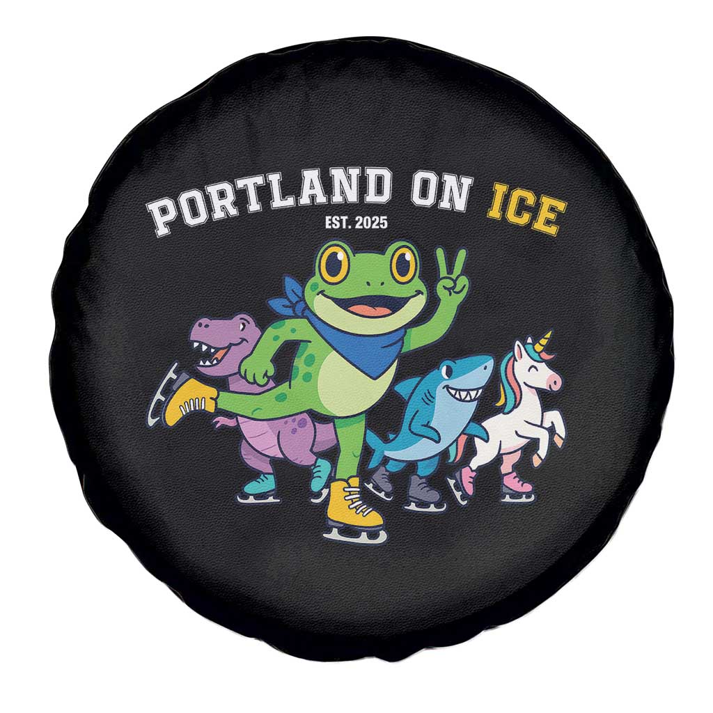 Portland On Ice 2025 Spare Tire Cover Resist Frog and Inflatable Animals Protest Sarcastic Politics TS02 Print Your Wear