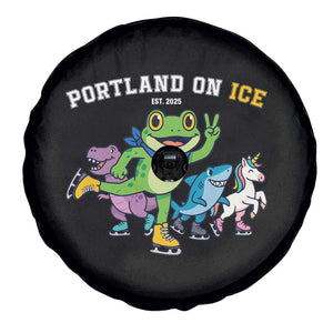 Portland On Ice 2025 Spare Tire Cover Resist Frog and Inflatable Animals Protest Sarcastic Politics - Print Your Wear