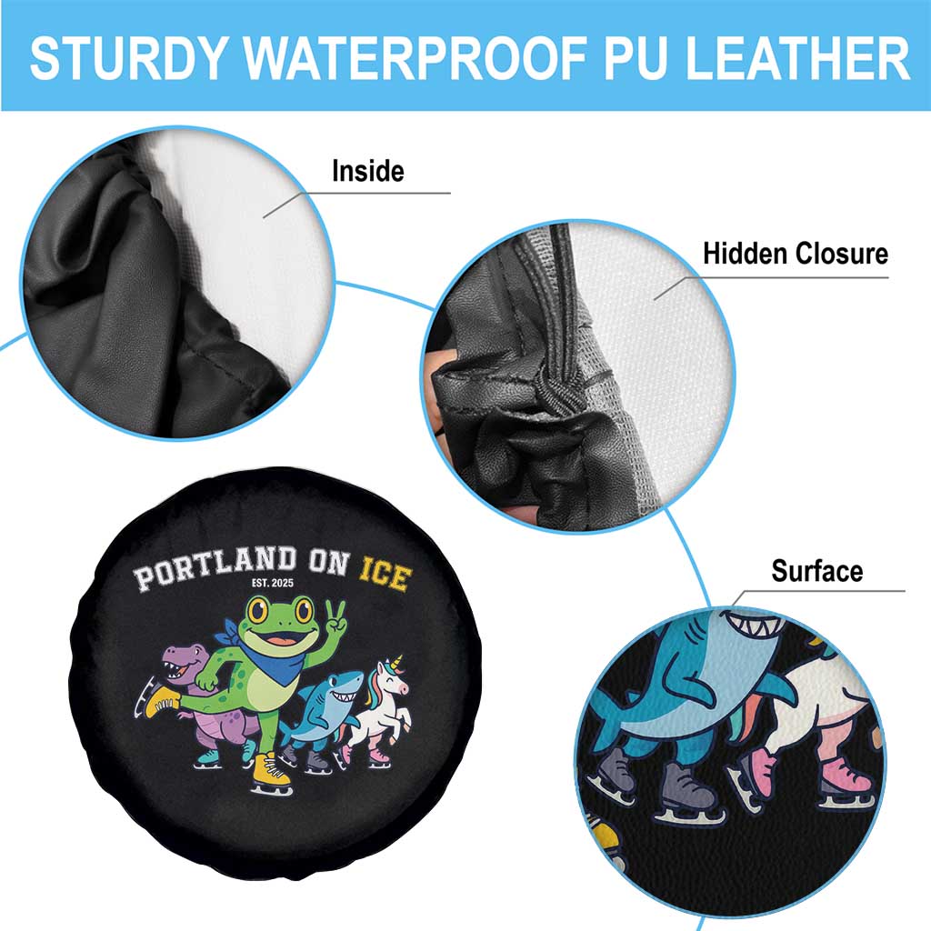 Portland On Ice 2025 Spare Tire Cover Resist Frog and Inflatable Animals Protest Sarcastic Politics TS02 Print Your Wear
