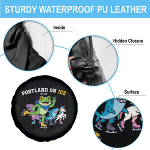 Portland On Ice 2025 Spare Tire Cover Resist Frog and Inflatable Animals Protest Sarcastic Politics - Print Your Wear