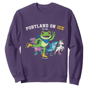 Portland On Ice 2025 Sweatshirt Resist Frog and Inflatable Animals Protest Sarcastic Politics TS02 Purple Print Your Wear